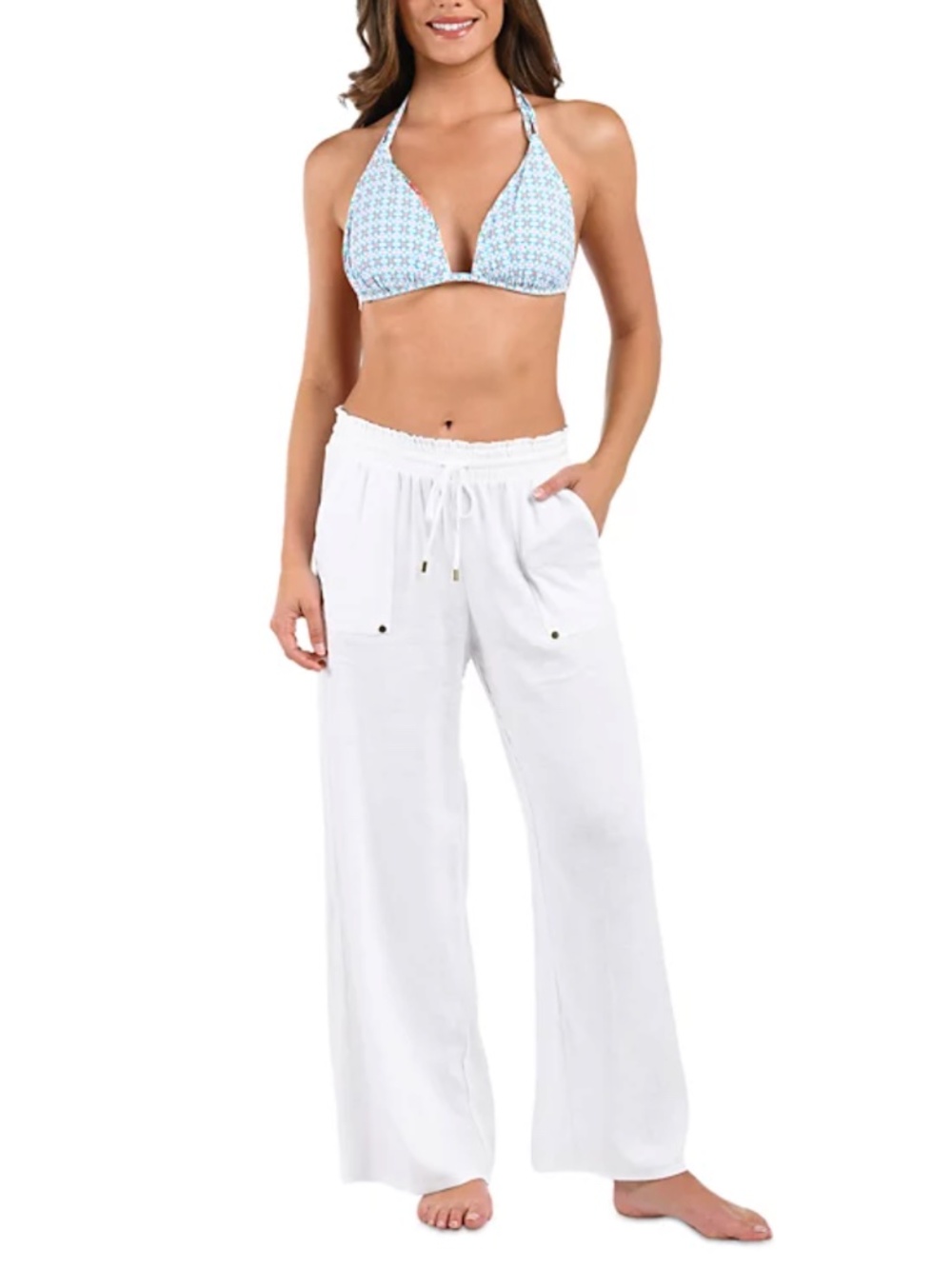 La Blanca Women's Delphine Beach Cover up Pants White Size M 21284
